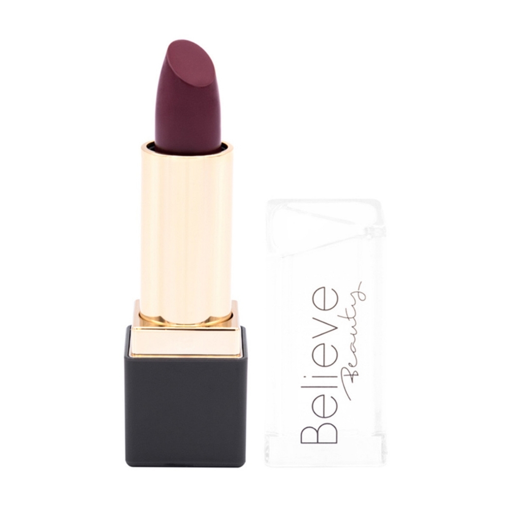 *3/15* NEW Believe Beauty Satin Crush Lipstick Fireberry Deep Dark Berry Red